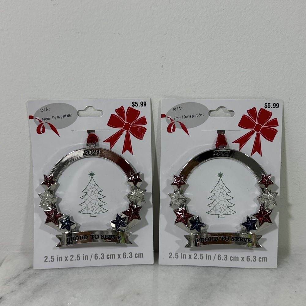 2 Studio Decor Christmas Ornament Frame 2021 "Proud To Serve"  Ornament
